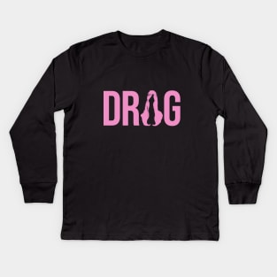 DRAG (pink wig) Kids Long Sleeve T-Shirt